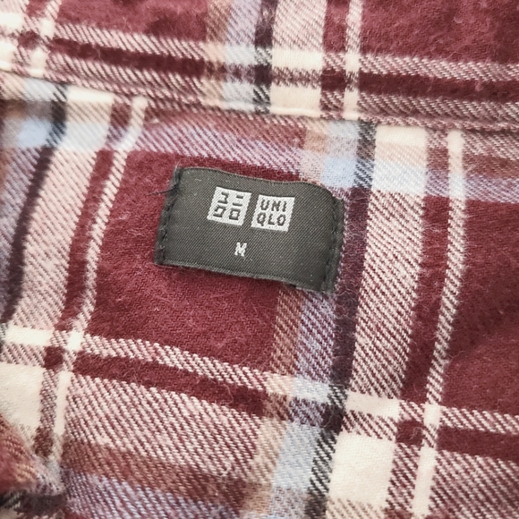 Burgundy Plaid Uniqlo Flannel Shirt - Picture 3 of 3